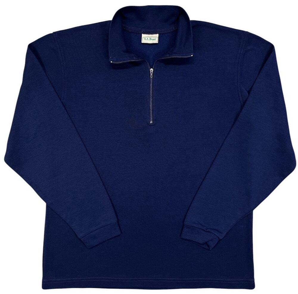 Vtg LL Bean Quarter Zip Pullover Sweater Mens Navy Blue Freeport Maine Large